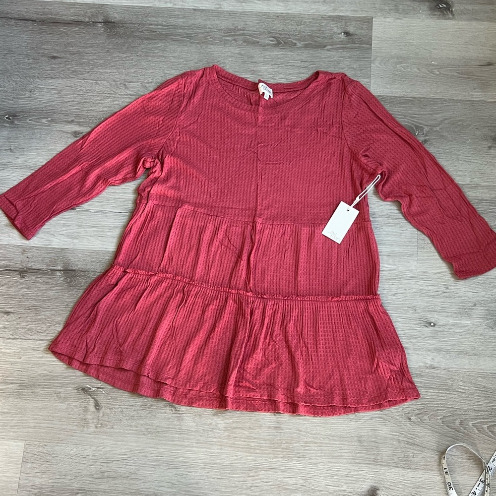 Women’s Textured Tiered Blouse - Rose Red